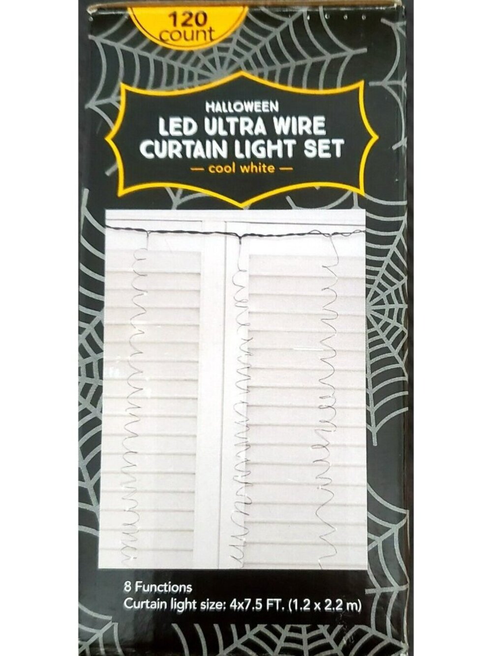 New Halloween 120 Light LED Wire Curtain Electric 8 Functions Bright White Fairy - Picture 4 of 4